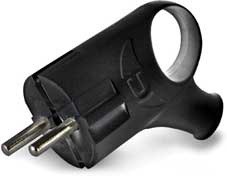 Вилка электрическая угловая 16А 250В с заземл. с ушком черн. (еврослот) UNIVersal А0112