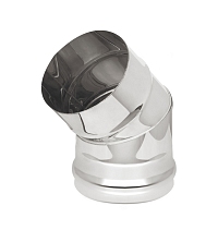 Колено нерж. (AISI 430/0,8мм) 45* 2-х секц. д.120