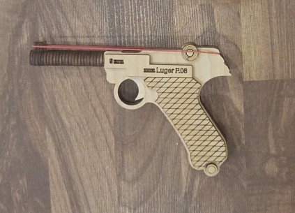 Игрушка пистолет Люгера резинкострел (фанера) - №1