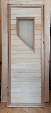 Дверь банная 700*1900мм осина (стекло трапеция) с коробкой