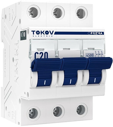 Выключатель автоматический модульный 3п C 20А 4.5кА PRIZMA TOKOV ELECTRIC TKE-PZ45-MCBI-3-20-C - №1