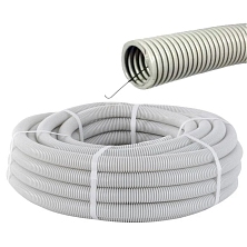 Труба гофрированная ПВХ d16мм с протяжкой сер. (уп.25м) IEK CTG20-16-K41-0251