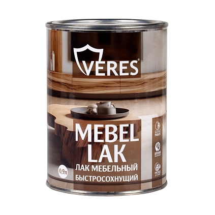 Лак мебельный "VERES" полуглянцевый быстросохнущий 0,9л (Распродажа) - №1
