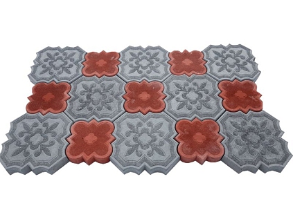 Плитка тротуарная 350*350*50, рисунок ромашка, красная - №1