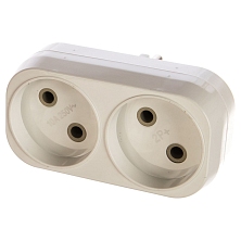 Тройник на 2 розетки без заземления 6А