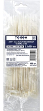 Хомут кабельный нейлоновый бел. 2.5х150 (уп.100шт) TOKOV ELECTRIC TKE-HNS-2.5-150-W/100