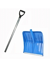 Лопата пластмассовая  снеговая "Аляска" с планкой 420*360мм с алюминиевым черенком+ V ручка, ЦВЕТНАЯ