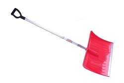 Лопата пластмассовая снеговая "Буран" 460*360 с планкой Цветная алюм. черенок+V ручка