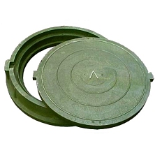 Люк полимерный ЛПП-Л, нагрузка 7 т, (нар диам. 750мм*95мм) зеленый