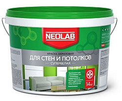 Акриловая супербелая краска "Для стен и потолков" Neolab 14кг