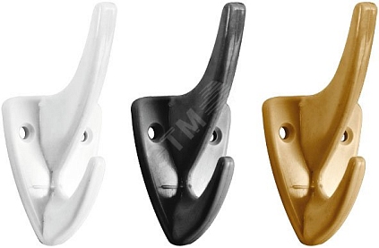 Крючок двухрожковый пластм. белый - №1