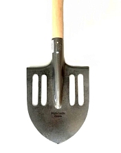 Лопата копальная остроконечная с пазами из рельсовой стали с черенком в/с и V-ручкой