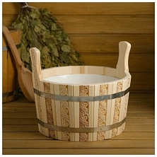 Шайка двуручная 9л с пластмассовой вставкой Русские узоры