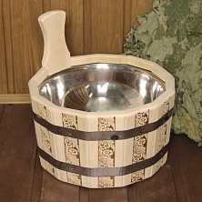 Шайка одноручная 3л с нержавеющей вставкой Русские узоры