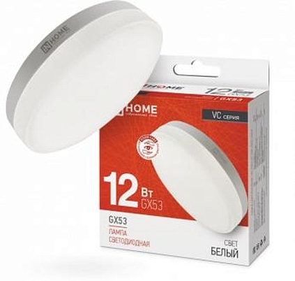 Лампа светодиодная LED-GX53-VC 12Вт рефлектор 4000К нейтр.бел. GX53 1140лм 230В IN HOME4690612020792 - №1
