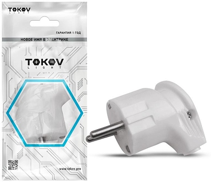 Вилка угловая 16А 250В с заземл. бел. TOKOV ELECTRIC TKL-PLUZ-C01 - №1
