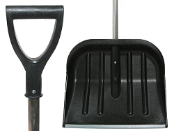 Лопата пластмассовая  снеговая "Аляска" с планкой 420*360мм с алюминиевым черенком+ V ручка