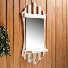 Зеркало банное "Палисад 3" 430*1000 прямоуг. с полочкой и 3-мя крючками