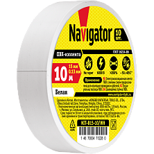 Изолента ПВХ 15мм (рул.10м) бел. NIT-B15-10/WH Navigator 71228
