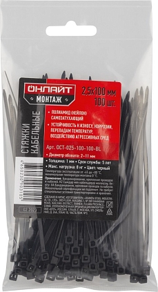 Хомут 90 321 OCT-048-400-100-BL (уп.100шт) ОНЛАЙТ 90321 - №1