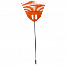 Грабли веерные пластмассовые 23 зуб. "Гардения" оранжевые 500мм с алюминиевым черенком