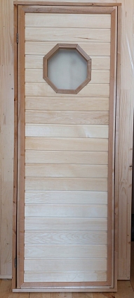 Дверь банная 700*1800 осина (стекло, восьмигранник) - №1