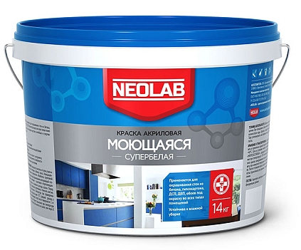 Акриловая супербелая краска "Моющаяся" Neolab 14кг - №1