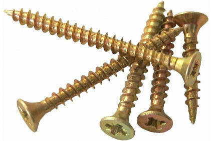 Саморез 4,0*60 потай желтый цинк ЧАСТАЯ резьба - №1