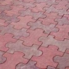 Плитка тротуарная 280*280*30, рисунок пазлы, серая