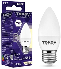 Лампа светодиодная 7Вт С37 3000К Е27 176-264В TOKOV ELECTRIC TKE-C37-E27-7-3K