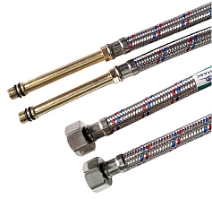 Подводка к смесителю 0,6 м с длинными штуцерами, нерж. (пара)