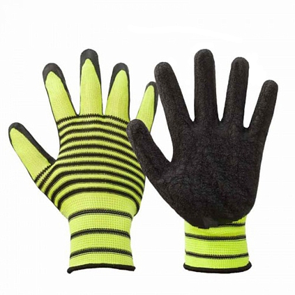 Перчатки нейлоновые "Полоска" с черным нитриловым покрытием (Распродажа) - №1