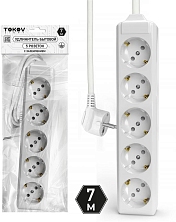 Удлинитель 5х7м с заземл. 10А 3х1.5 TOKOV LIGHT TKL-C01-BU5-7-1.5-Z