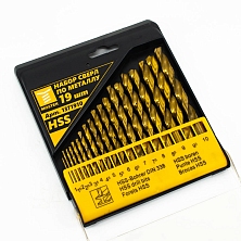 Набор сверл MosTek по металлу 1-10 мм (19 шт) HSS (W2 TiN) 