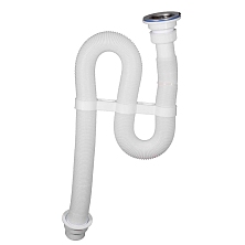 Сифон гофрированный белый VIR для нерж.мойки и фаянс.раковины(11/4"-40/50)