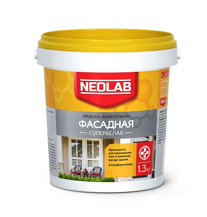 Акриловая супербелая краска "Фасадная" Neolab 1,3кг - №1
