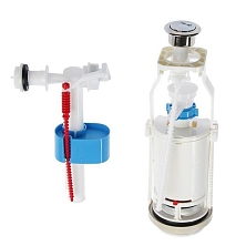 Арматура для бачка бок. подв., резьба пластик 1/2, кнопка 2-я хром, эконом (WC3050M)