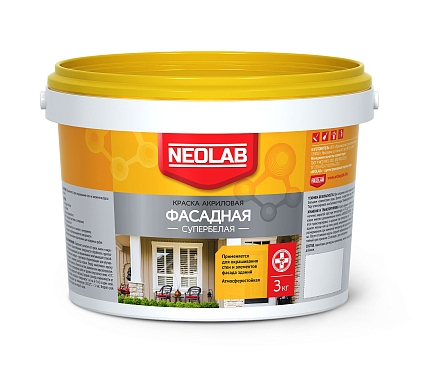 Акриловая супербелая краска "Фасадная" Neolab 3кг - №1